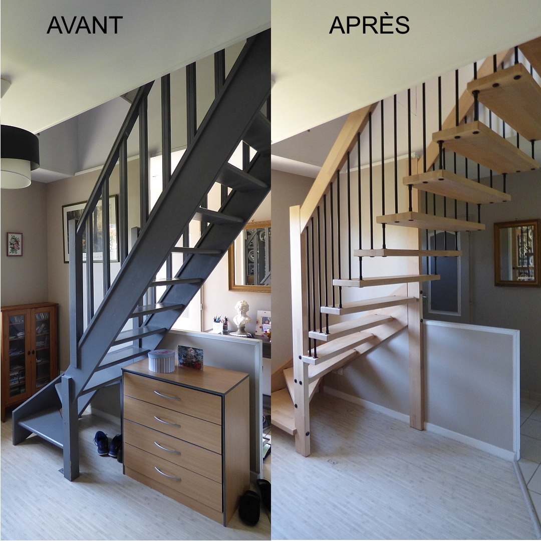 Rénovation d'un escalier et remplacement par un escalier suspendu moderne